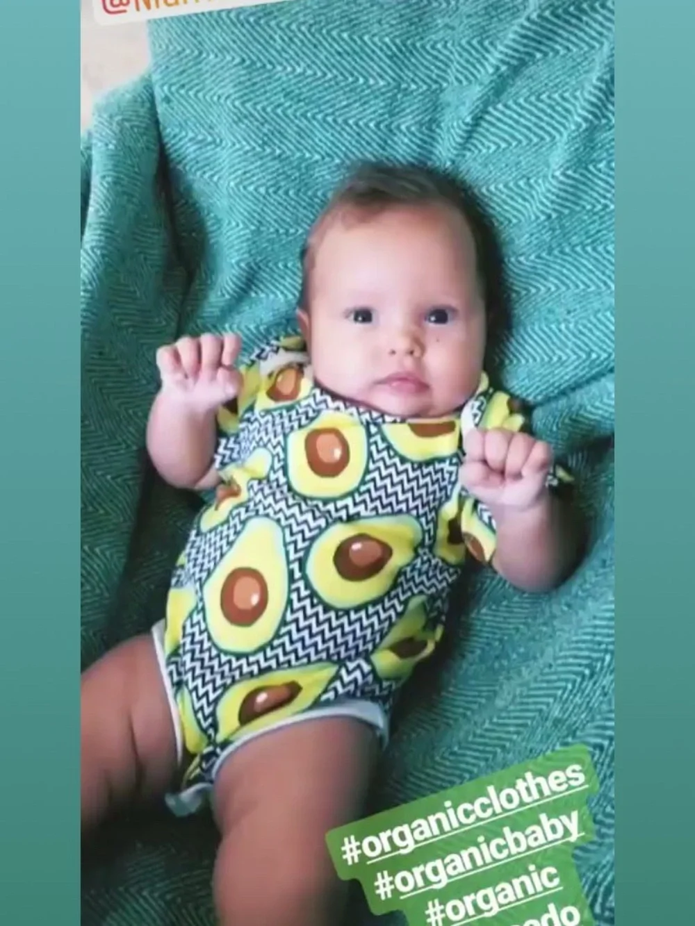 Black & White  green avocado Organic Baby One-Piece Bodysuit